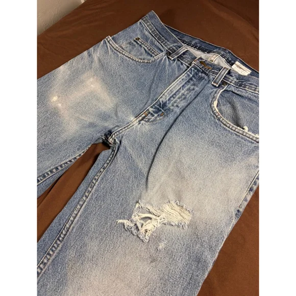 KEY Blue Straight Jeans Waist 30 Distressed Vintage Denim - Picture 8 of 9